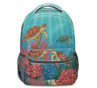 Watercolor Fun Turtle Print Backpack: Cartoon 3D School Bag Dreamy Undersea World Kids Backpack 16 Inch (print 4)