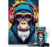 Watercolor Gaming Chimpanzee Video Game 1000 Piece Puzzle For Adults Mind Skill Play Laser Cut for Flawless Fit Rewarding Activity for Rainy Days (38x52cm)