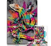 Watercolor Gecko Jigsaw Puzzles for Adults Teenagers Jigsaws Puzzle,Relax Games Is Ideal As A Gift for The Whole Family (75x50cm)