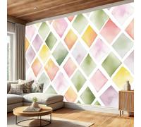 Watercolor Geometric Shapes Wallpaper Mixed Colors (250×175 Cm) - Fashionable and Simple Style, Decorative Wallpaper, Silk Fabric,Suitable for Living Room, Bedroom, Bathroom, and Office Walls