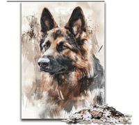 Watercolor German Shepherd 1000 Pieces Jigsaw Puzzles for Adults And Teens, Educational Games Home Decoration Deal As Gifts for The Whole Family (50x75cm)