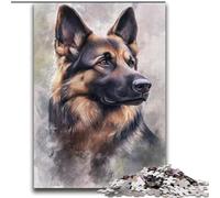 Watercolor German Shepherd Adult Jigsaws 2000 Piece, Stress Reliever Staycation Kill Time with Matching Poster And Trivia Sheet (70x100cm)