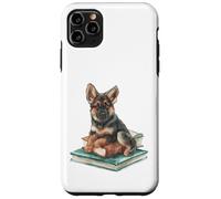 Watercolor German Shepherd Puppy on Books Dog Lover Case for iPhone 11 Pro Max
