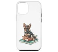 Watercolor German Shepherd Puppy on Books Dog Lover Case for iPhone 12/12 Pro