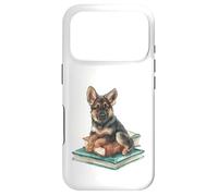 Watercolor German Shepherd Puppy on Books Dog Lover Case for iPhone 17 Pro