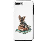 Watercolor German Shepherd Puppy on Books Dog Lover Case for iPhone 7 Plus/8 Plus