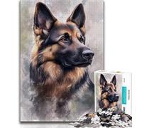 Watercolor German Shepherd Puzzles 1000 Pieces for Adults,Help The Brain Exercise Addictive Toys to Cultivate Patience Unique Challenge Game (38x26cm)