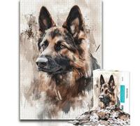 Watercolor German Shepherd Puzzles for Teenagers Teens 1000pc Puzzle,Educational Games Home Decoration Deal As Gifts for The Whole Family (50x75cm)