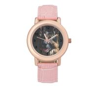 Watercolor German Shepherd Women's Easy Read Watches Flexible Three Hand Round Case Quartz Watch for Small Wrists