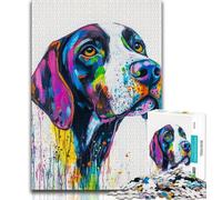 Watercolor German Shorthaired Pointers 1000 Pieces Jigsaw Puzzles For Teens And Adults,Challenging Game Gifts for Is Ideal As A Gift for The Whole Family (38x26cm)