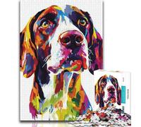 Watercolor German Shorthaired Pointers Jigsaw Puzzles for Teenagers,Help The Brain Exercise Addictive Toys to Cultivate Patience A Work of Art 38x26cm