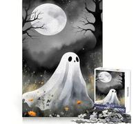 Watercolor Ghost in A Floral Field 1000 Piece Jigsaw Puzzle for Teenagers Logic Ability Mind Calming Fun Secure Join Great Gift (50x75cm)