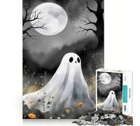 Watercolor Ghost in A Floral Field 1000 Piece Puzzle For Adults Mind Skill Play Laser Cut for Flawless Fit Rewarding Activity for Rainy Days (38x26cm)