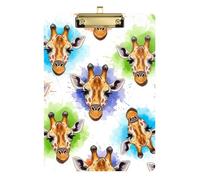 Watercolor Giraffe Clipboard Acrylic Portable Clipboards A4 Standard Size Clip Board with Low Profile Metal Clip for Students, Women, Man