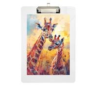 Watercolor Giraffe Clipboard Acrylics Decorative Clipboard Paperboard Chic Design Clipboard with Low Profile Metal Clip for Nurses, Lawyers, Doctor Offices 12.5 x 9 Inches