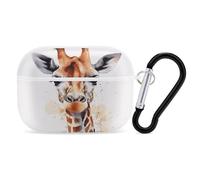 Watercolor Giraffe Earbuds Organizer Shockproof Protective Airpods Pro Cover with Carabiner Clip Anti Fall Carrying Earphone Case Cover for Airpods Pro 2nd Generation White