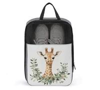 Watercolor Giraffe Green Plants Shoe Bag for Travel Daily Use Anti-dust Storage Carrier Golf Shoe Pouch