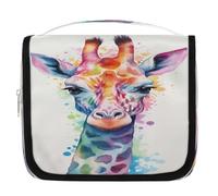 Watercolor Giraffe Hanging Toiletry Bag Travel Wash Bag Cosmetic Makeup Accessories Organizer Waterproof Shower Bag Beauty Pouch for Women Girls Kids Colorful Animal Gift