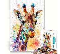 Watercolor Giraffe Portrait 1000 Piece Puzzle For Adults Mind Skill Play Laser Cut for Flawless Fit Rewarding Activity for Rainy Days (38x52cm)