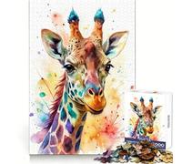 Watercolor Giraffe Portrait for Adults 1000 Piece Jigsaw Puzzle Focus Training Peaceful Hobby Tight Join Memorable Gift (50x75cm)