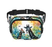 Watercolor Giraffe Printed fashionable waist bag, unisex messenger bag, fashionable travel waist bag