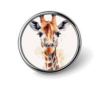 Watercolor Giraffe Round Lapel Pin Women's Novelty Buttons & Pins Metal Badge Cute Brooch Retro Pinback Badge Fashion Bag Pins for Hat Backpacks Tie Suit Wedding Party Accessory, silver, Circular