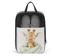Watercolor Giraffe Sleeping in Blanket Shoe Bag for Travel Daily Use Anti-dust Storage Carrier Golf Shoe Pouch