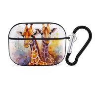 Watercolor Giraffes AirPods Pro Case Cover with Keychain Ring PC Hard Shell Protective Case for AirPods Pro 2nd for Women Men Generation Easy Open Full Drop Protection Cover Black-Style