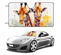 Watercolor Giraffes Car Windshield Sun Shade Keep Car Interior Cool 51"x28" Folding Front Window Sun Shade, Heat Shield for SUV, Truck, Blocks UV