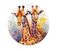 Watercolor Giraffes Cutting Board for Kitchen Mini Cheese Chopping Board Round Tempered Glass Chopping Block for Picnic Cutting Pizza Meat Fruit(7.9 Inch)