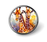 Watercolor Giraffes Round Badge Cute Enamel Lapel Pin Brooches Button Pin Personalized Clothing Decoration Unisex Badge Holder Hats Bags Shirts Decor