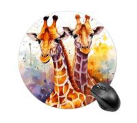 Watercolor Giraffes Round Mouse Pad Smooth Glide Gaming Mousepad Extra Density Portable Comfortable Mouse Mat for Desk, Home, Office 7.8x7.8 Inches