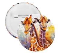 Watercolor Giraffes Tinplate Badge Personalized Round Brooch Large Craft Button Suitable for Teachers, Nurses, Doctors, Staff, Party Gift Accessories, 20PCS, Plastic, plastics