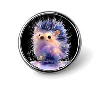 Watercolor Glowing Hedgehog Round Badge Pin Brooch Button Stylish Aluminum Decorative for Clothes Backpacks Hats