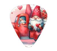 Watercolor-Gnomes-Valentine-Truck 12 Pack Guitar Picks With 3 Thicknesses And Storage Box, Abs Plectrums For Electric Bass Guitar Players