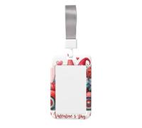 Watercolor-Gnomes-Valentine-Truck Abs Vertical Id Badge Holder, Name Badge with Clear Scanning Film