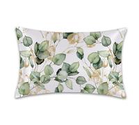 Watercolor Gold Eucalyptus Sage Satin Pillow Case Standard Size,Soft Pillowcases for Hair and Skin Similar to Silk, Pillowcases with Hidden Zipper Bedding Accessories,20X26 Inches,1 Pack