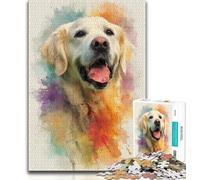 Watercolor Golden Retriever 1000 Piece Jigsaw Puzzle for Adults And Teenagers,Educational Games Wall Decoration Unique Birthday And Xmas Gifts 75x50cm