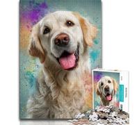 Watercolor Golden Retriever Adult Puzzles 1000 Pieces,Help The Brain Exercise Addictive Toys to Cultivate Patience Parent-child Interaction (38x26cm)