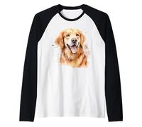 Watercolor Golden Retriever Raglan Baseball Tee