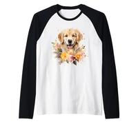 Watercolor Golden Retriever Raglan Baseball Tee
