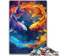 Watercolor Goldfish 1000 Piece Jigsaw Puzzles for Teenagers,Family Game Stress Reliever Difficult Challenge Secret Santa Gifts (50x75cm)