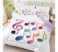 Watercolor Gradient Duvet Double - Coverless Duvet 4.5 Tog with Rainbow Musical Print,Lightweight Comforter Set for Boys and Girls, 1 Quilt Double 200x200cm with 2 Pillowcases Machine Washable L180