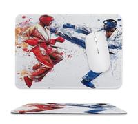 Watercolor Graffiti Boxing Non-Slip Base Mousepad,Modern Paint Splatter Style Boxer Boxing Gloves Sports Themes Stitched Edges for Decoration,Most Types of Mouse 9.4"x7.9"