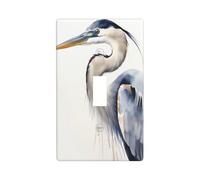 Watercolor Great Blue Heron Light Switch Cover Decorative Single Toggle 1 Gang Wall Plate for Kitchen Farmhouse Bedroom Bathroom Art Decor