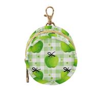 Watercolor Green Apples Plaid Baby Girl Pacifier Holder Portable Coin Purse Change Holder, Neutral Baby Items