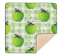 Watercolor Green Apples Plaid Large Sturdy Baby Floor Play mat for Indoor Outdoor 1-Piecing Foldable Infant Play Mat for Babies Infants Toddlers, 50'' x 50''gimnasio para Bebes recien