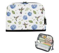 Watercolor Green Birds Blue Floral Zipper Pencil Case Large Pencils Pouch Pencil Bags Storage Classroom Pen Bag Boys Funny Kids Stationery Back to School Supply