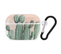 Watercolor Green Cactus Case Cover with Keychain Shockproof Hard Shell Protective Case for 2nd/1st Generation Case for Women Men Bluetooth Earbuds Case