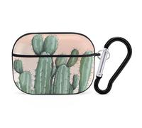 Watercolor Green Cactus Case Cover with Keychain Shockproof Hard Shell Protective Case for 2nd/1st Generation Case for Women Men Bluetooth Earbuds Case